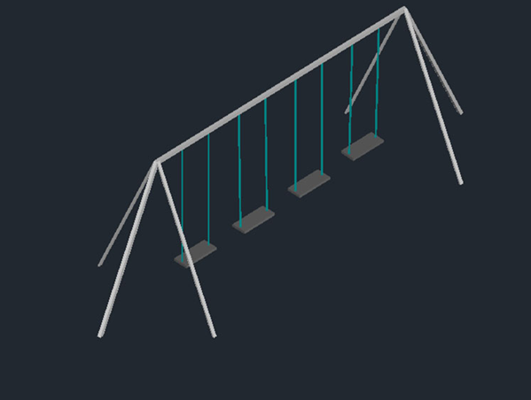 دانلود فایل اتوکد تاب بازی پارک کودکان سه‌بعدی DWG برای نرم‌افزار AutoCAD